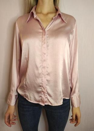 Блуза шовк шовкова рожева розовая рубашка шелк шелковая сорочка