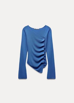 Трикотажний синій топ жіночий zara new4 фото