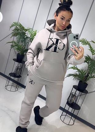 Костюм женский трёхнитка флис белый бежевый чёрный calvin klein