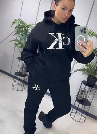 Костюм женский трёхнитка флис белый бежевый чёрный calvin klein7 фото