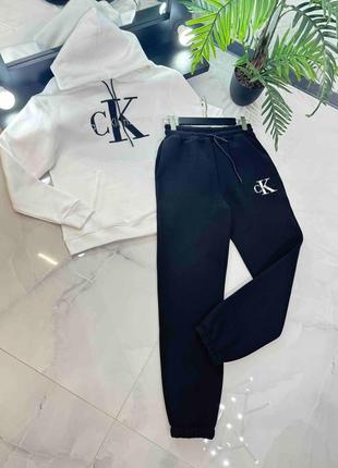 Костюм женский трёхнитка флис белый бежевый чёрный calvin klein8 фото