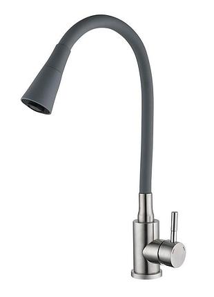 Змішувач для кухні lidz aria 015f31 з гнучким виливом (k35) ldari015f31gnk31871 grey / nickel