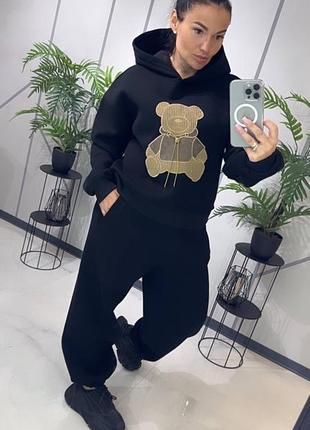 Костюм женский трёхнитка флис  белый чёрный бежевый