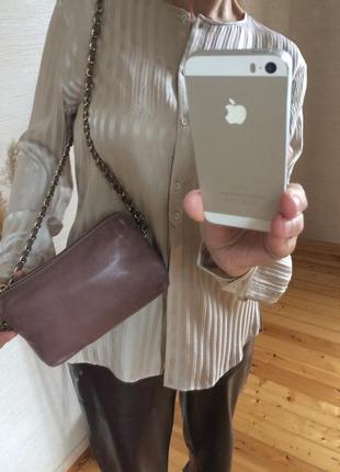 Женская  бордовая сумка из натуральной кожи на цепочке6 фото