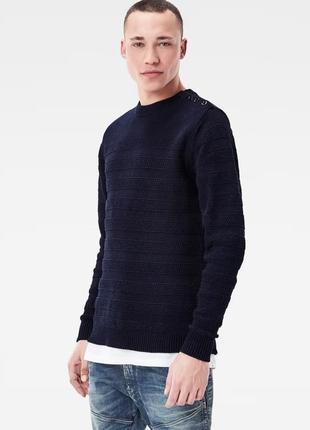 Джемпер мужской синий g-star raw, размер s dadin indigo r knit l/s