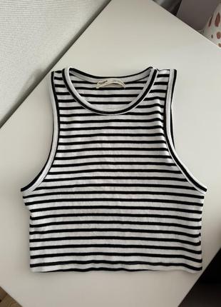 Pull&bear топ майка в рубчик в полоску