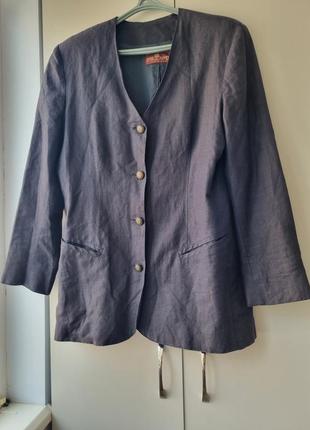 Подовжений піджак, жакет, льняний піджак, жакет з льону, вінтажний піджак, вінтажний жакет