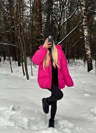 Базова подовжена тепла оверсайз куртка з капюшоном