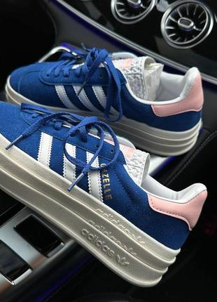 Топові жіночі кросівки adidas gazelle bold blue/pink5 фото