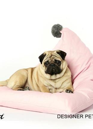 Лежанка подушка для собак і кішок is pet із зірками з бубоном рожевого кольору