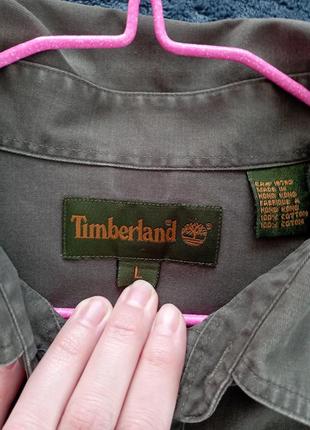 Фирменная рубашка от timeberland оттенка ''хаки'' оверсайз модель2 фото