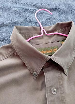 Фирменная рубашка от timeberland оттенка ''хаки'' оверсайз модель3 фото