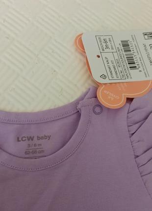 Костюм комплект для дівчинки боді і шорти з принтом lc waikiki фіолетовий бузковий 3-6 місяців 62-684 фото