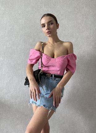 Кроп-топ  бюстье рожевий