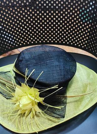 Шикарная широкоподой шляпа с цветком3 фото