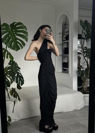 Роскошное длинное черное макси платье в вечернем стиле2 фото