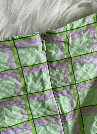 Короткая юбка зеленая в розовую клетку primark размер 388 фото