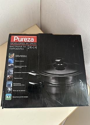 Двухуровневая пароварка из нержавеющей стали на 5,5 л pureza developed in spain кастрюля и 24×4 пароварка