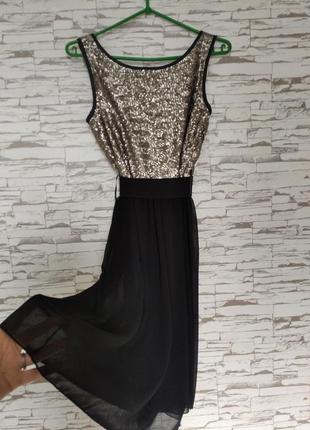 Супер платье миди вечернее с чехлом черное с золотым1 фото