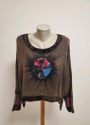 Шикарная брендовая вискозная блузка свободного фасона батал