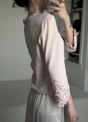 Нежно розовая винтажная блуза5 фото