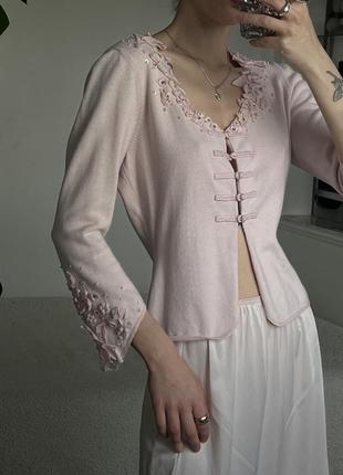 Нежно розовая винтажная блуза3 фото