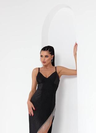 Черное стильное платье вечернее выпускное2 фото