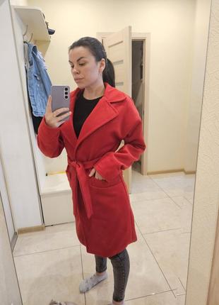 Червоне кашемірове пальто3 фото