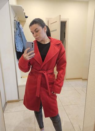 Червоне кашемірове пальто4 фото