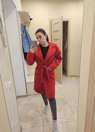 Червоне кашемірове пальто6 фото