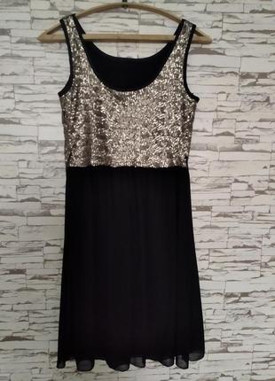 Супер платье миди вечернее с чехлом черное с золотым2 фото
