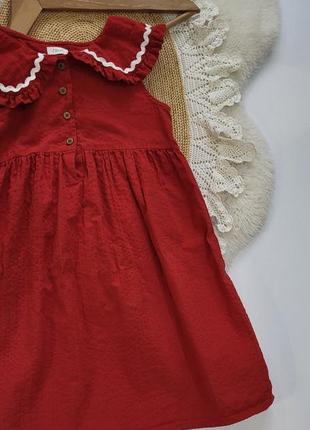 Плаття червоне з коміром3 фото
