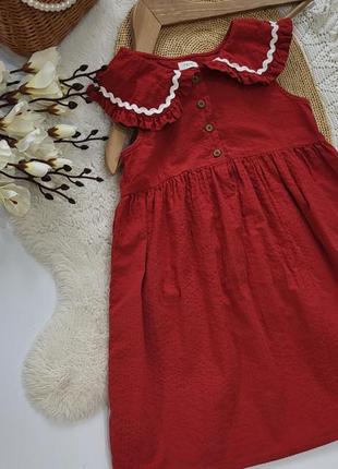 Плаття червоне з коміром2 фото