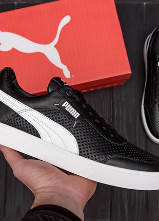 Чоловічі літні шкіряні кеди перфорація puma ferrari перфорация