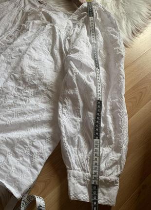 Жіноча біла бавовняна сорочка- блуза батал великого розміру у вінтажному стилі з широкими рукавами8 фото