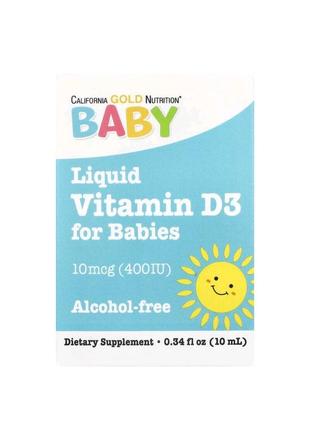 California gold nutrition вітамін d3 у рідкій формі для дітей 10 мкг (400 мо) 10 мл
