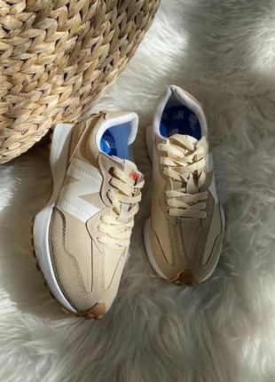 Кроссовки белый/бежевый замш,текстиль, new balance 327 beige/white1 фото