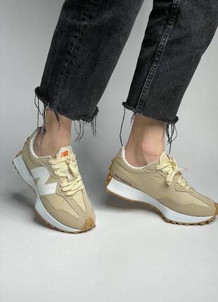 Кроссовки белый/бежевый замш,текстиль, new balance 327 beige/white3 фото