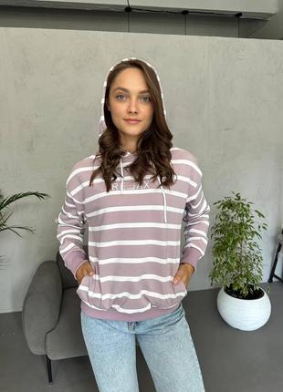 Худи осень женская полоска двухнитка модная