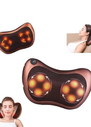 Масажна подушка massage pillow для шиї і спини інфрачервоний роликовий масажер 8 роликів