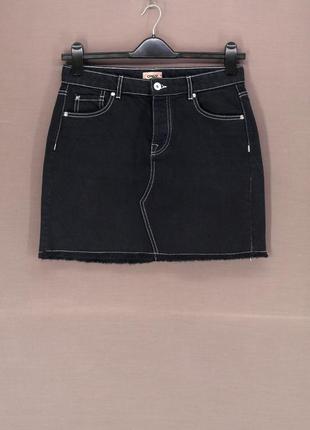 Брендовая джинсовая юбка "only" темно-графитовая. размер eur38, s/m.4 фото