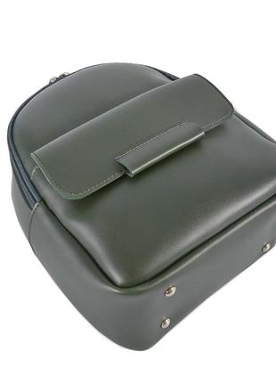 Темно-зеленый — качественный фабричный рюкзак с металлической фурнитурой, с карманом спереди (луцк, 779)9 фото