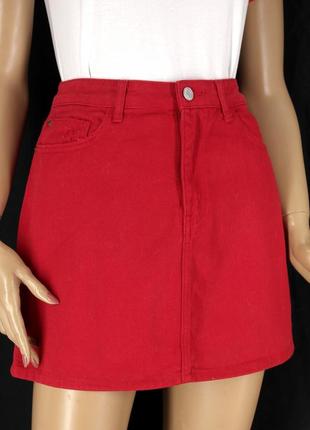 Брендова червона джинсова спідниця міні "tally weijl". розмір eur 40.2 фото