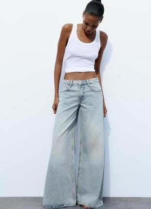 Широкие длинные джинсы от zara 32р, оригинал