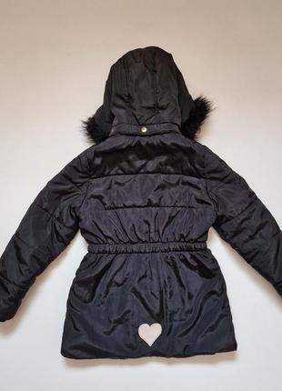 Теплая куртка черная девочка h&m с капюшоном холодная осень зима зимняя6 фото