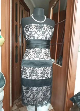 Платье бюстье новое коктельное,атлас,гипюр,р48,46,44 китай ц.265 гр1 фото