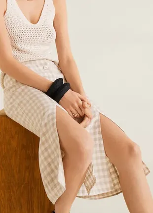 Леновая юбка на пуговицах от mango