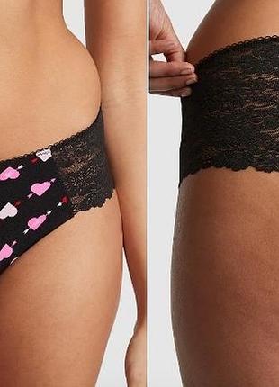 Трусики victoria’s secret pink бесшовные чики с сердцами