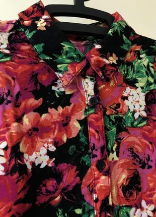 Рубашка з довгим рукавом, жіноча, квітковий принт (можливий обмін)2 фото