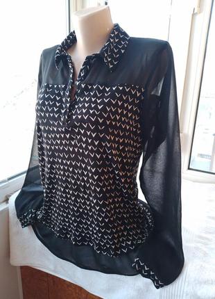 Брендовая вискозная трикотажная гипюровая блуза блузка